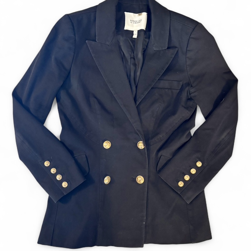 Derek Lam 10 Crosby Double Breasted Black Blazer with Gold Buttons
